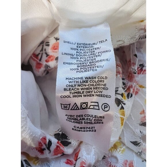 Loft Floral Eyelet Midi Skirt Size 14 Lined Side Zipper Romantic Cottagecore - Picture 8 of 8